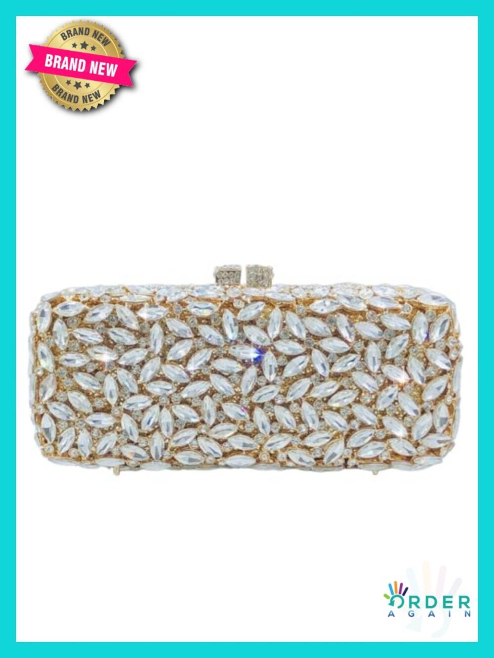 Crystal Rhinestone Clutch Box Minaudiere Handbag Prom Wedding Evening Bag
